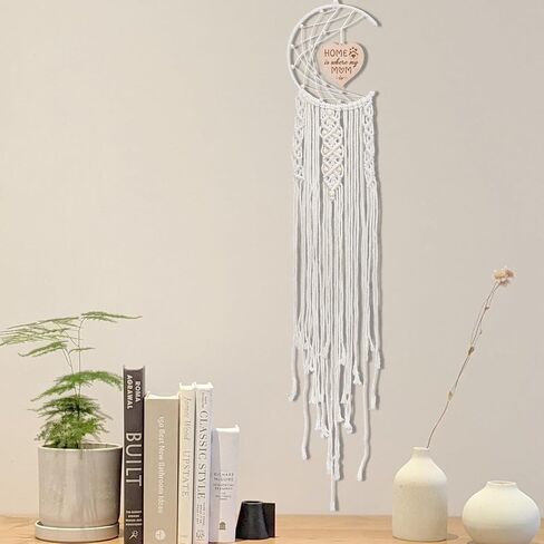 freebloss القمر حلم الماسك الهدايا للأم من ابنة، بوهو Dreamcatchers الجدار شنقا ديكور مكرامية الجدار شنقا حلم الماسك مع قلادة القلب الخشبية، المنزل هو حيث أمي in Kuwait