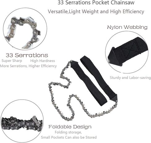 Justech جيب بالمنشار سلك المنشار 24 بوصة 33 الأسنان مسننة جيب بقاء المنشار لقطع الأشجار بالمنشار البقاء على قيد الحياة والعتاد مع 4 في 1 سوار Paracord للتخييم، وحقائب الظهر in Kuwait