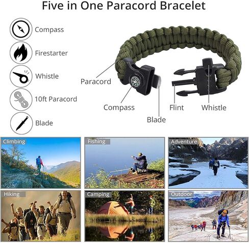 Justech جيب بالمنشار سلك المنشار 24 بوصة 33 الأسنان مسننة جيب بقاء المنشار لقطع الأشجار بالمنشار البقاء على قيد الحياة والعتاد مع 4 في 1 سوار Paracord للتخييم، وحقائب الظهر in Kuwait