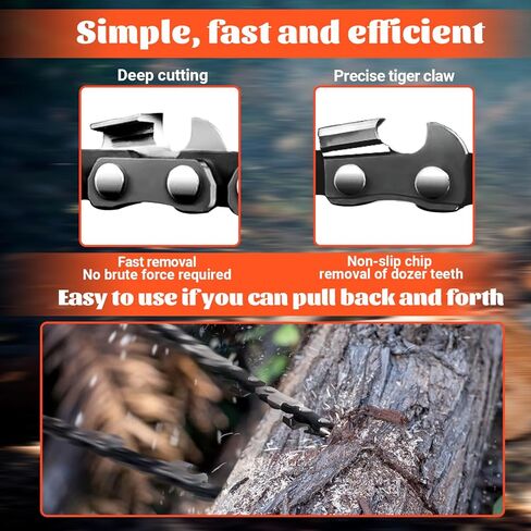 منشار الجيب - منشار جيب 36 بوصة مع 48 منشار بقاء للتخييم ثنائي الاتجاه، فولاذ 65 مليون، منشار سلسلة يدوية سريع قطع الخشب والأشجار، أفضل معدات النجاة في حالات الطوارئ للتخييم والمشي لمسافات طويلة في الهواء الطلق in Kuwait