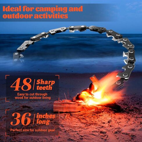 منشار الجيب - منشار جيب 36 بوصة مع 48 منشار بقاء للتخييم ثنائي الاتجاه، فولاذ 65 مليون، منشار سلسلة يدوية سريع قطع الخشب والأشجار، أفضل معدات النجاة في حالات الطوارئ للتخييم والمشي لمسافات طويلة في الهواء الطلق in Kuwait
