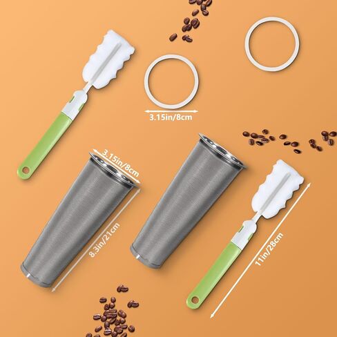 قطعتان من فلتر المشروب البارد من Sekonow - فلتر قهوة المشروب البارد بسعة 64oz برطمان ميسون واسع الفم لإبريق صانع القهوة المشروب البارد، 304 شبكة من الفولاذ المقاوم للصدأ مصفاة المشروب البارد لصانع القهوة المثلجة in Saudi Arabia