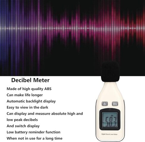 Orenic Decibel Meter, GM1351 Digital Sound Level Meter Backlight with LCD Display, Noise Measure Device for Home, Noisy Neighbor, Factory (9V 6F22 Square Battery Not Including) in Kuwait
