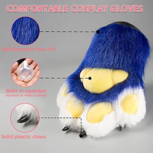 لها حفل تأثيري Fursuit باو قفازات فروي مخلب قفازات المدمج في ضغط اللعب زي اكسسوارات الحفلات للكبار in Saudi Arabia
