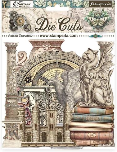 Stamperia International Sir Vagabond Fantasy World Huge Bundle: 12" x 12" Paper Pad + 12" x 12" Backgrounds Paper Pad + Die-Cuts + Ephemera + 4 Packs of Rub-Ons + Washi Pad in Saudi Arabia