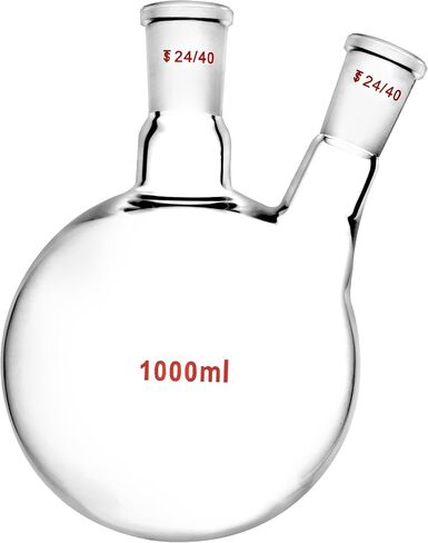 QWORK 1000ml Glass 2-Neck Round Bottom Flask with 24/40 Center and Side Standard Taper Outer Joint in Saudi Arabia