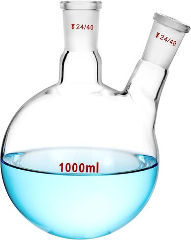 QWORK 1000ml Glass 2-Neck Round Bottom Flask with 24/40 Center and Side Standard Taper Outer Joint in Saudi Arabia