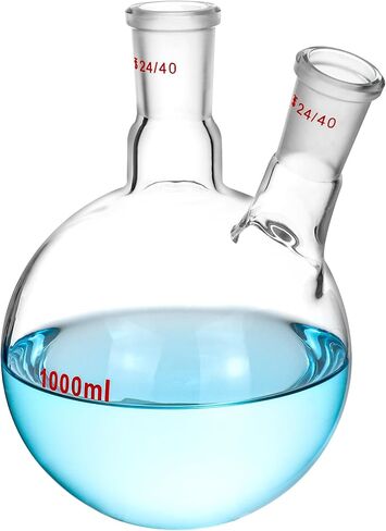 QWORK 1000ml Glass 2-Neck Round Bottom Flask with 24/40 Center and Side Standard Taper Outer Joint in Saudi Arabia