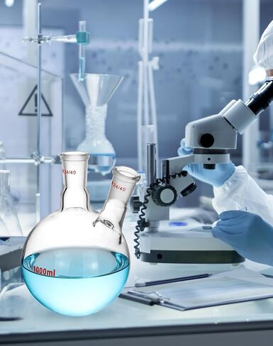 QWORK 1000ml Glass 2-Neck Round Bottom Flask with 24/40 Center and Side Standard Taper Outer Joint in Saudi Arabia