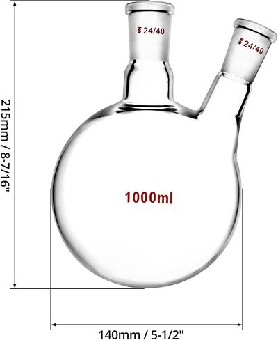 QWORK 1000ml Glass 2-Neck Round Bottom Flask with 24/40 Center and Side Standard Taper Outer Joint in Saudi Arabia