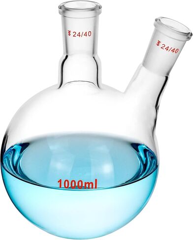 QWORK 1000ml Glass 2-Neck Round Bottom Flask with 24/40 Center and Side Standard Taper Outer Joint in Saudi Arabia