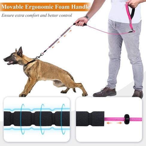 VIVAGLORY Chew Proof Dog Leash, Soft Foam Reflective Padded Handle Dog Chain Leashes, Waterproof Non Chewable Dogs Metal Leash, Stainless Steel Wire Rope Lead for Small Medium Large Dogs, 5FT, Pink in Saudi Arabia