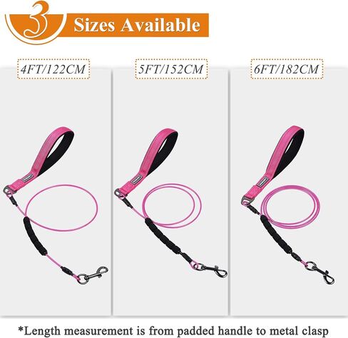 VIVAGLORY Chew Proof Dog Leash, Soft Foam Reflective Padded Handle Dog Chain Leashes, Waterproof Non Chewable Dogs Metal Leash, Stainless Steel Wire Rope Lead for Small Medium Large Dogs, 5FT, Pink in Saudi Arabia