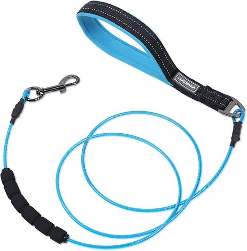 VIVAGLORY Chew Proof Dog Leash, Soft Foam Reflective Padded Handle Dog Chain Leashes, Waterproof Non Chewable Dogs Metal Leash, Stainless Steel Wire Rope Lead for Small Medium Large Dogs, 5FT, Pink in Saudi Arabia