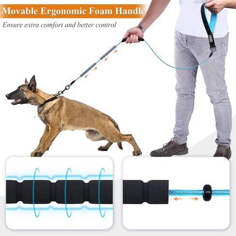 VIVAGLORY Chew Proof Dog Leash, Soft Foam Reflective Padded Handle Dog Chain Leashes, Waterproof Non Chewable Dogs Metal Leash, Stainless Steel Wire Rope Lead for Small Medium Large Dogs, 5FT, Pink in Saudi Arabia