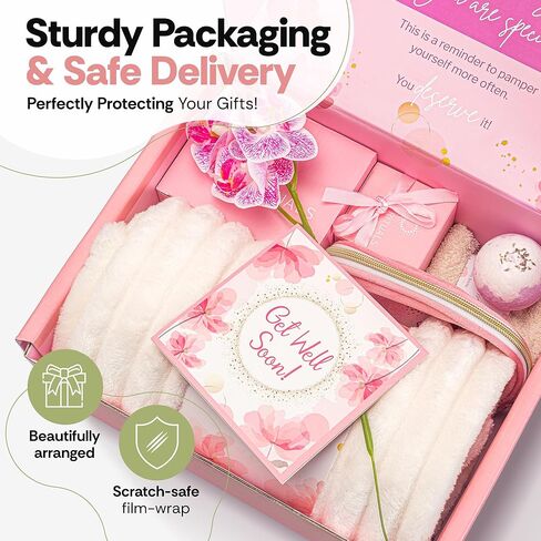 Get Well Soon Gifts for Women - Carefully Curated Sick Care Package for Women - Get Well Soon Gift Baskets for Women After Surgery - Get Well Gifts for Women w/Blanket, Mug & Candle to Feel Better in Kuwait