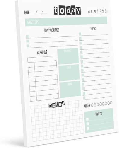 مفكرة Zynshe Daily Planner - 7 بوصة × 9 بوصة، 60 ورقة قابلة للتمزيق - 2024 مخطط غير مؤرخ/مفكرة قائمة المهام، متتبع العادات، مخطط الأهداف (الزهور الزرقاء) in Kuwait
