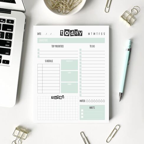 مفكرة Zynshe Daily Planner - 7 بوصة × 9 بوصة، 60 ورقة قابلة للتمزيق - 2024 مخطط غير مؤرخ/مفكرة قائمة المهام، متتبع العادات، مخطط الأهداف (الزهور الزرقاء) in Kuwait