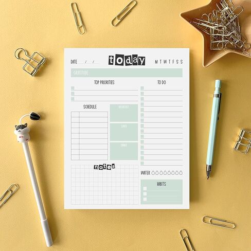 مفكرة Zynshe Daily Planner - 7 بوصة × 9 بوصة، 60 ورقة قابلة للتمزيق - 2024 مخطط غير مؤرخ/مفكرة قائمة المهام، متتبع العادات، مخطط الأهداف (الزهور الزرقاء) in Kuwait