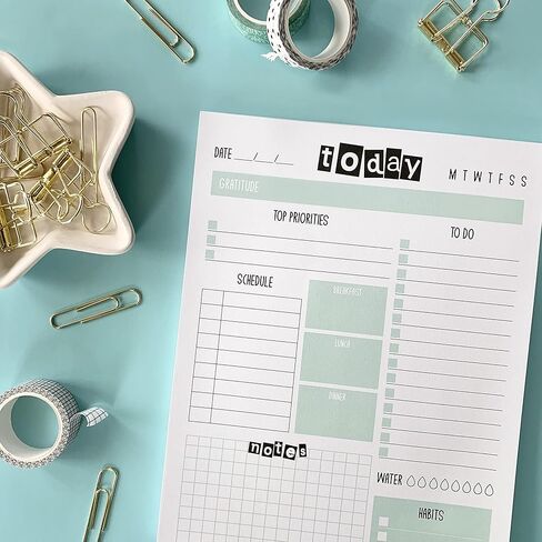 مفكرة Zynshe Daily Planner - 7 بوصة × 9 بوصة، 60 ورقة قابلة للتمزيق - 2024 مخطط غير مؤرخ/مفكرة قائمة المهام، متتبع العادات، مخطط الأهداف (الزهور الزرقاء) in Kuwait