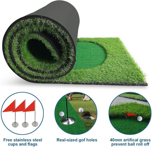 BOBURN Golf Putting Green/Mat-Golf Training Mat- Professional Golf Practice Mat- Green Long Challenging Putter for Indoor/Outdoor in Saudi Arabia