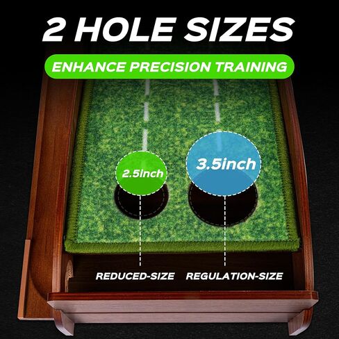 Putting Green Indoor with Dual-Hole, Auto Ball Return Golf Putting Mats Practice, Smoothly Velvet Putting Mat for Indoors, Home, Office, or Backyard, Golf Gift for Men in Saudi Arabia