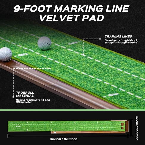 Putting Green Indoor with Dual-Hole, Auto Ball Return Golf Putting Mats Practice, Smoothly Velvet Putting Mat for Indoors, Home, Office, or Backyard, Golf Gift for Men in Saudi Arabia