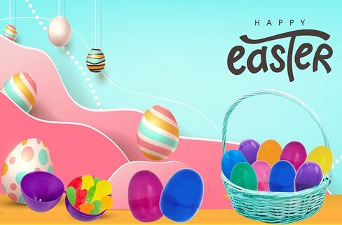 بيض عيد الفصح القابل للتعبئة من Chochkees مع بيضات عيد الفصح البلاستيكية الملونة الزاهية المفصلية، مثالية لصيد بيض عيد الفصح، بيضة المفاجأة، صيد عيد الفصح، 3 بوصات ألوان زاهية متنوعة (25 حزمة) in Saudi Arabia
