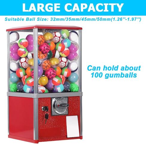 Ownsig Vending Machine for Business, Commercial Gumball Candy Prize Machine for 1.26''-1.97'' Ball, Vending Dispenser for Retail Store Amusement Park Mall (Need 1 Dollar Coins) in Kuwait