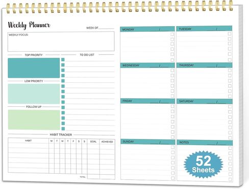 Weekly To Do List Notepad, Weekly Planner Undated, Habit Tracker Journal, Desk Calendars, Goals Organizers, for Men and Women,52 Weeks,(8.5x11") in Saudi Arabia