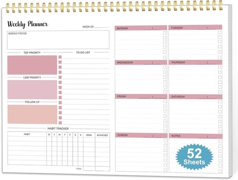 Weekly To Do List Notepad, Weekly Planner Undated, Habit Tracker Journal, Desk Calendars, Goals Organizers, for Men and Women,52 Weeks,(8.5x11") in Saudi Arabia