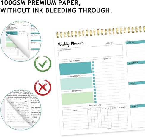 Weekly To Do List Notepad, Weekly Planner Undated, Habit Tracker Journal, Desk Calendars, Goals Organizers, for Men and Women,52 Weeks,(8.5x11") in Saudi Arabia