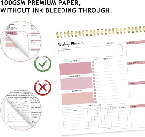 Weekly To Do List Notepad, Weekly Planner Undated, Habit Tracker Journal, Desk Calendars, Goals Organizers, for Men and Women,52 Weeks,(8.5x11") in Saudi Arabia