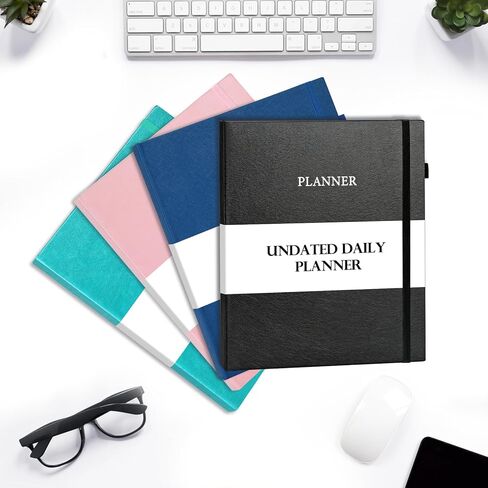 مخطط يومي متين غير مؤرخ، مساحة كتابة واسعة، مقاس A4 كبير (9.5 بوصة × 11.4 بوصة)، دفتر ملاحظات محسن من جلد البولي يوريثان مع جدول كل ساعة، مخطط عمل بغلاف صلب حلزوني، 200 صفحة لمدة 100 يوم، أزرق مخضر in Kuwait