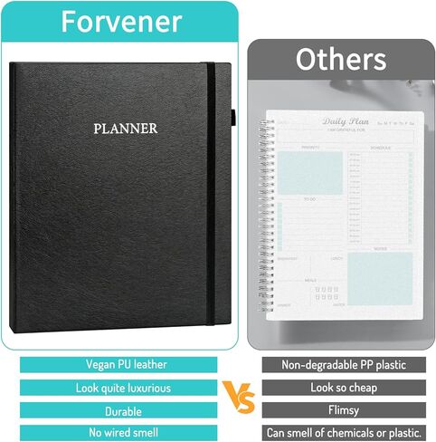 Durable Daily Planner Undated, Ample Writing Space, A4 Large (9.5"x11.4"), Improved PU Leather To Do List Notebook With Hourly Schedule, Spiral Hardcover Work Planner, 200 Pages for 100 Days, Teal in Saudi Arabia