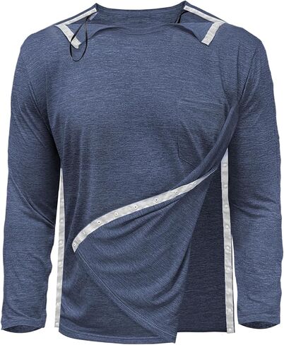 Unisex Post Shoulder Surgery Shirts for Men Tearaway Recovery Long Sleeve Shirt Women Full Open Side Snap Adaptive Clothing in Saudi Arabia