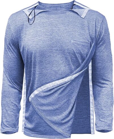 Unisex Post Shoulder Surgery Shirts for Men Tearaway Recovery Long Sleeve Shirt Women Full Open Side Snap Adaptive Clothing in Saudi Arabia