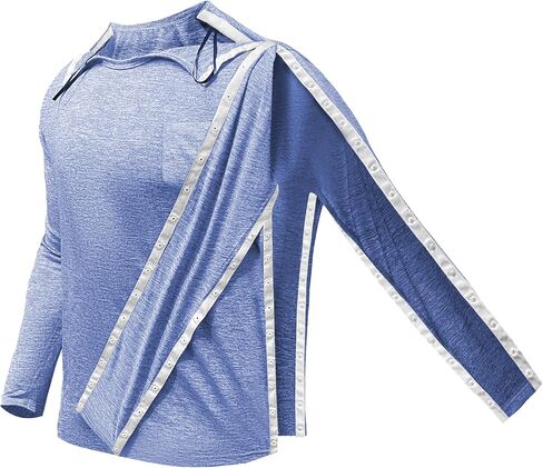 Unisex Post Shoulder Surgery Shirts for Men Tearaway Recovery Long Sleeve Shirt Women Full Open Side Snap Adaptive Clothing in Saudi Arabia