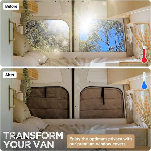 Living in a Bubble Insulated Blackout Rear Window Covers for Mercedes Benz Sprinter - Vanlife Must Have Accessories, and Van Life Essentials (Pair) (Sprinter 2007-2018 (NCV3)) in Saudi Arabia
