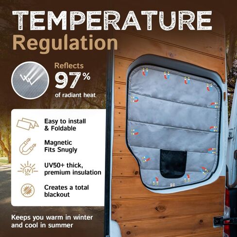 Living in a Bubble Insulated Blackout Rear Window Covers for Mercedes Benz Sprinter - Vanlife Must Have Accessories, and Van Life Essentials (Pair) (Sprinter 2007-2018 (NCV3)) in Saudi Arabia