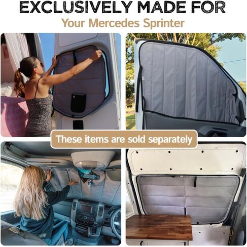 Living in a Bubble Insulated Blackout Rear Window Covers for Mercedes Benz Sprinter - Vanlife Must Have Accessories, and Van Life Essentials (Pair) (Sprinter 2007-2018 (NCV3)) in Saudi Arabia