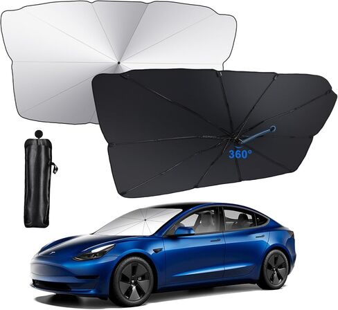 مظلة واقية من الشمس للزجاج الأمامي لمعظم المركبات، غطاء مظلة سيارة مطور لعام 2024 مقاس 50 بوصة × 26 بوصة مع مقبض مضاد للخدش، حماية كاملة من الأشعة فوق البنفسجية للزجاج الأمامي للزجاج الأمامي والخلفي، أسود in Kuwait