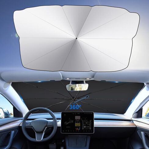 مظلة واقية من الشمس للزجاج الأمامي لمعظم المركبات، غطاء مظلة سيارة مطور لعام 2024 مقاس 50 بوصة × 26 بوصة مع مقبض مضاد للخدش، حماية كاملة من الأشعة فوق البنفسجية للزجاج الأمامي للزجاج الأمامي والخلفي، أسود in Kuwait