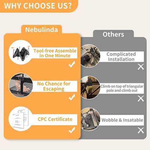 قلم لعب للأطفال قابل للطي من Nebulinda مع حصيرة، قلم لعب للأطفال مقاس 50 × 50 للرضع والأطفال الصغار، قلم لعب محمول للأطفال مع مقبضين، منطقة لعب للأطفال داخلية وخارجية مع شبكة مرئية in Saudi Arabia