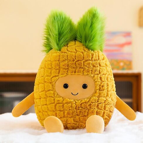 Fruit Pineapple Stuffed Animals Plush Toys - Super Soft & Washable, Adorable Kids Character Animal Pillows, Perfect for Room Decor, Gifts for Ages 3+, Showcase Your Mood (Yellow-Pineapple,9 inch) in Saudi Arabia