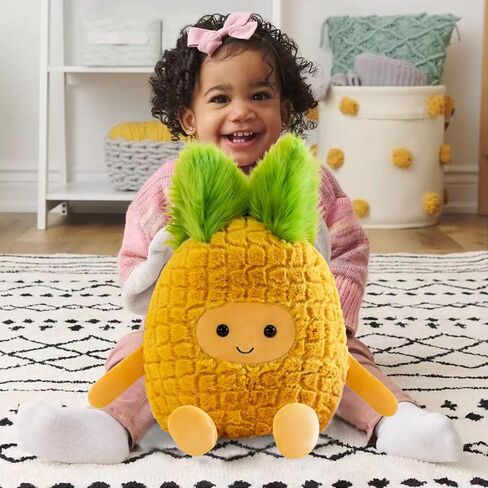 Fruit Pineapple Stuffed Animals Plush Toys - Super Soft & Washable, Adorable Kids Character Animal Pillows, Perfect for Room Decor, Gifts for Ages 3+, Showcase Your Mood (Yellow-Pineapple,9 inch) in Saudi Arabia