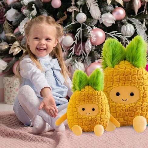 Fruit Pineapple Stuffed Animals Plush Toys - Super Soft & Washable, Adorable Kids Character Animal Pillows, Perfect for Room Decor, Gifts for Ages 3+, Showcase Your Mood (Yellow-Pineapple,9 inch) in Saudi Arabia