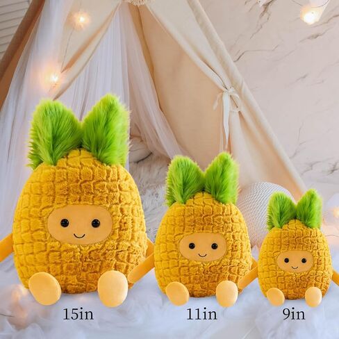 Fruit Pineapple Stuffed Animals Plush Toys - Super Soft & Washable, Adorable Kids Character Animal Pillows, Perfect for Room Decor, Gifts for Ages 3+, Showcase Your Mood (Yellow-Pineapple,9 inch) in Saudi Arabia