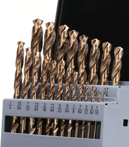 29PCS Drill Bit Set 1/16"-1/2", Black and Gold Oxide Finish Metal Drill Bits, M2 Jobber Length Twist Drill Set with Index Case for Steel, Wood, Plastic in Saudi Arabia