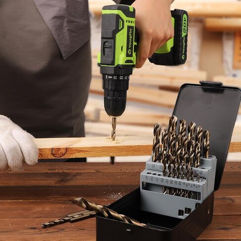 29PCS Drill Bit Set 1/16"-1/2", Black and Gold Oxide Finish Metal Drill Bits, M2 Jobber Length Twist Drill Set with Index Case for Steel, Wood, Plastic in Saudi Arabia